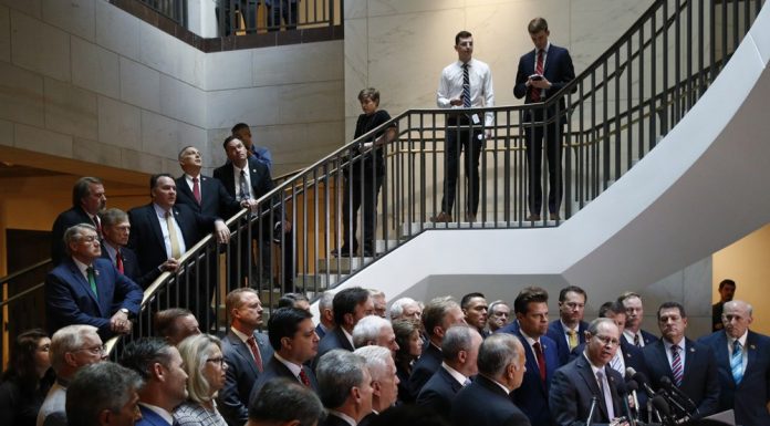 Chaotic scene as Republicans disrupt impeachment deposition