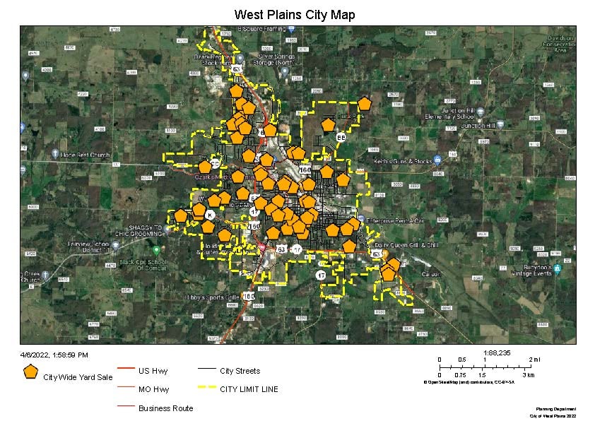 West Plains Interactive City Wide Yardsale Map Ozark Radio News