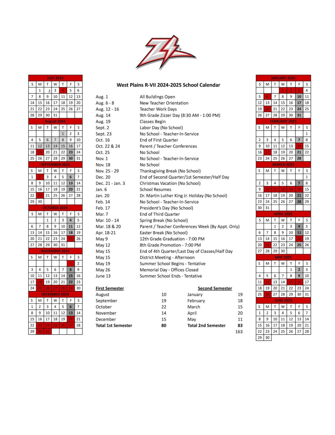 West Plains School Board approves 20242025 Calendar during January