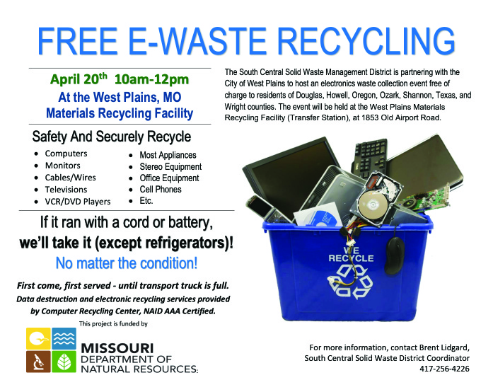 West Plains Materials Recycling Facility Hosting Free E-Waste Day ...