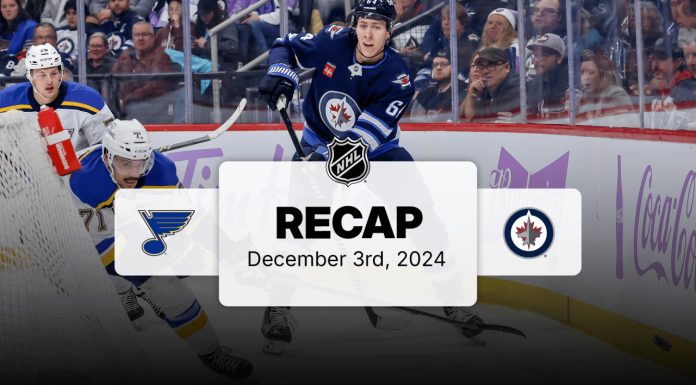 Kyrou scores twice, Blues hand Jets 4th straight loss