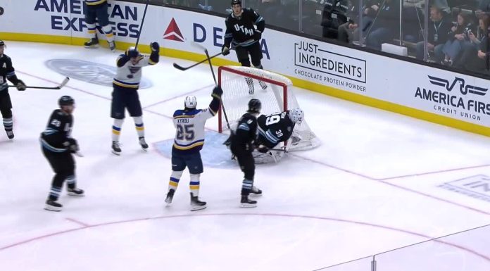 Kyrou breaks tie in 3rd, Blues end 4-game skid with win against Utah