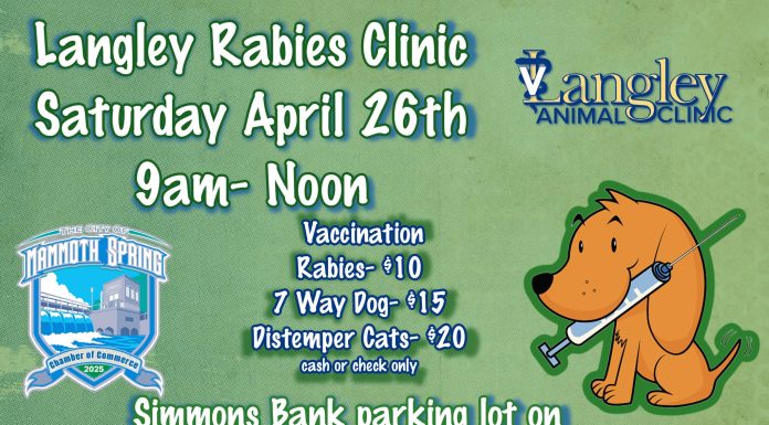 Low-Cost Rabies Clinic Coming to Mammoth Spring, AR.