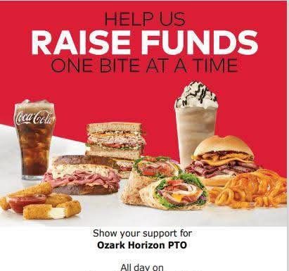 Arby’s Fundraiser to Benefit Ozark Horizon PTO on May 6