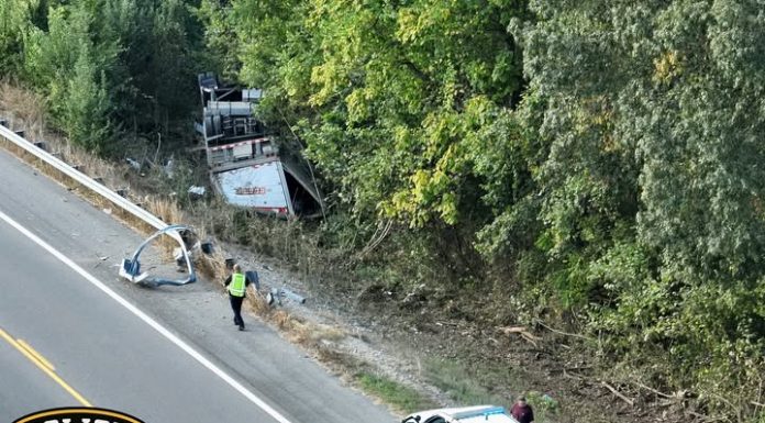 Semi Rollover in Thayer Thursday Morning