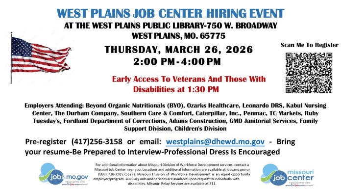 Job Center in West Plains Holding Hiring Event Tomorrow