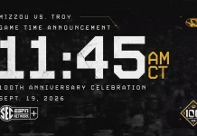 Mizzou Football’s Game with Troy Set for 11:45 a.m. on SEC Network+