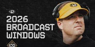 Television Windows Announced for Mizzou’s 2026 Football Season