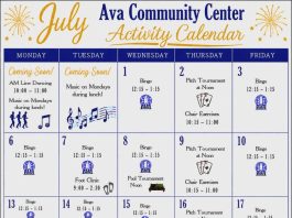 Ava Community Center Releases July Activity Calendar