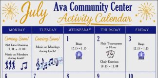 Ava Community Center Releases July Activity Calendar