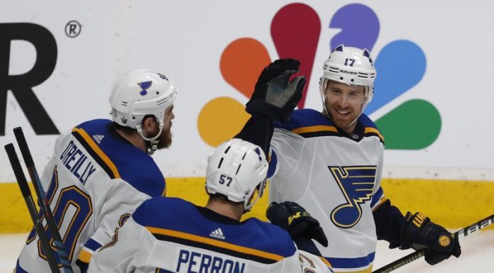 Sharks end three-game skid with OT victory against Blues