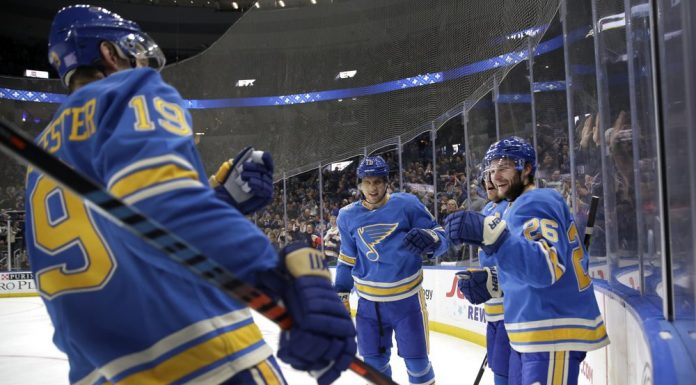 Faulk, Walker score as Blues beat Penguins 5-2