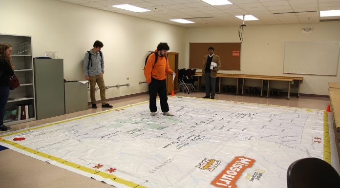 Giant geographical map used in observance of Geography Awareness Week