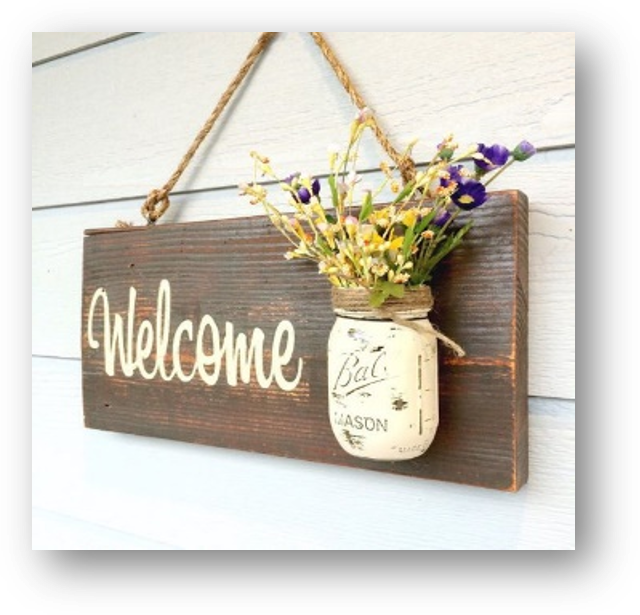 Mason Jar Welcome Sign