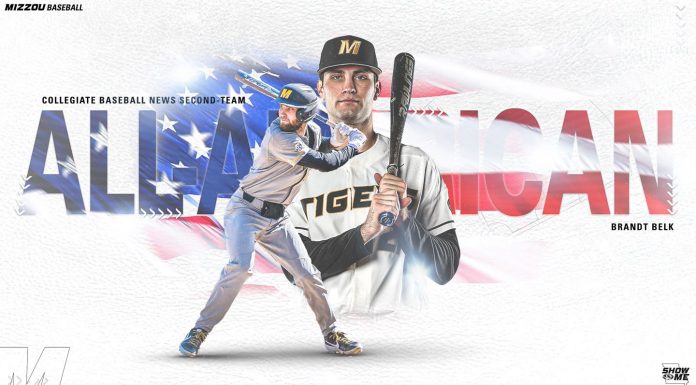 Mizzou Baseball’s Belk Named 2020 Collegiate Baseball News Second-Team All-American
