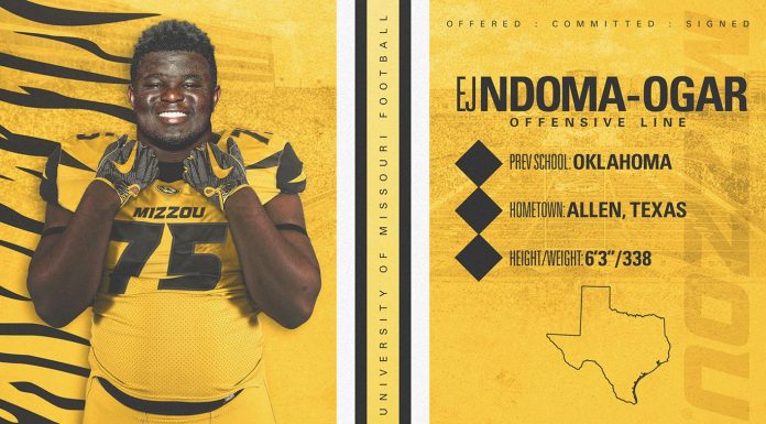 Mizzou Football Signs OL EJ Ndoma-Ogar, a Transfer from Oklahoma