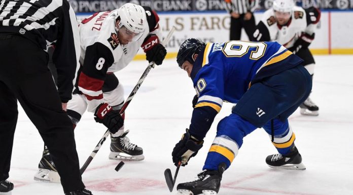 Keller ties game with one second left, Coyotes defeat Blues in shootout