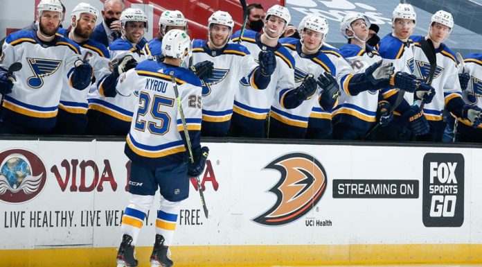 Husso gets first NHL win, Blues top Ducks to sweep two-game set