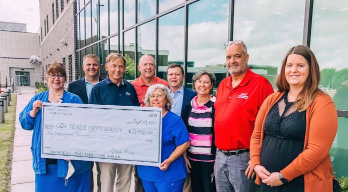 Great Rivers Distributing Co. Inc., donates to Ozarks Healthcare Foundation’s Mobile Mammography Campaign