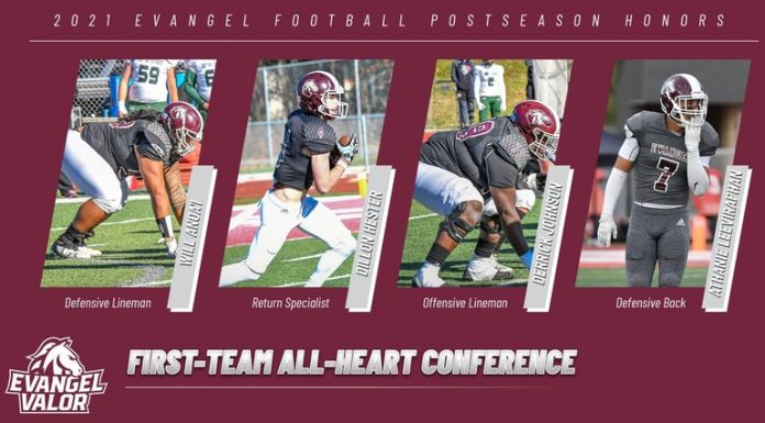 Evangel Football Places 12 Players on Heart Conference Postseason Teams