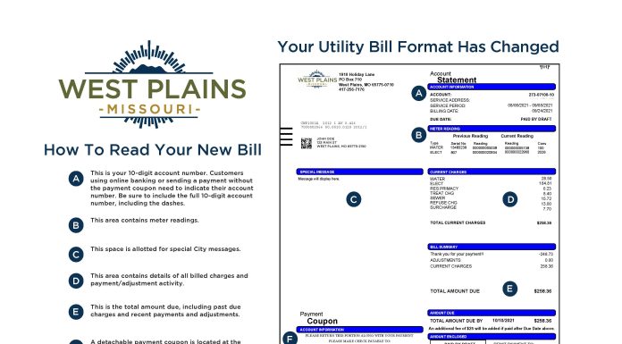 City of West Plains to Introduce New-Look Utility Bills