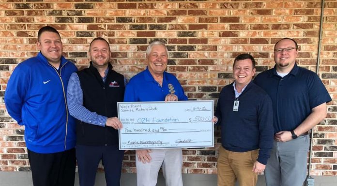 West Plains Sunrise Rotary Club Donates $500 toward OZH Mobile Mammography Unit.