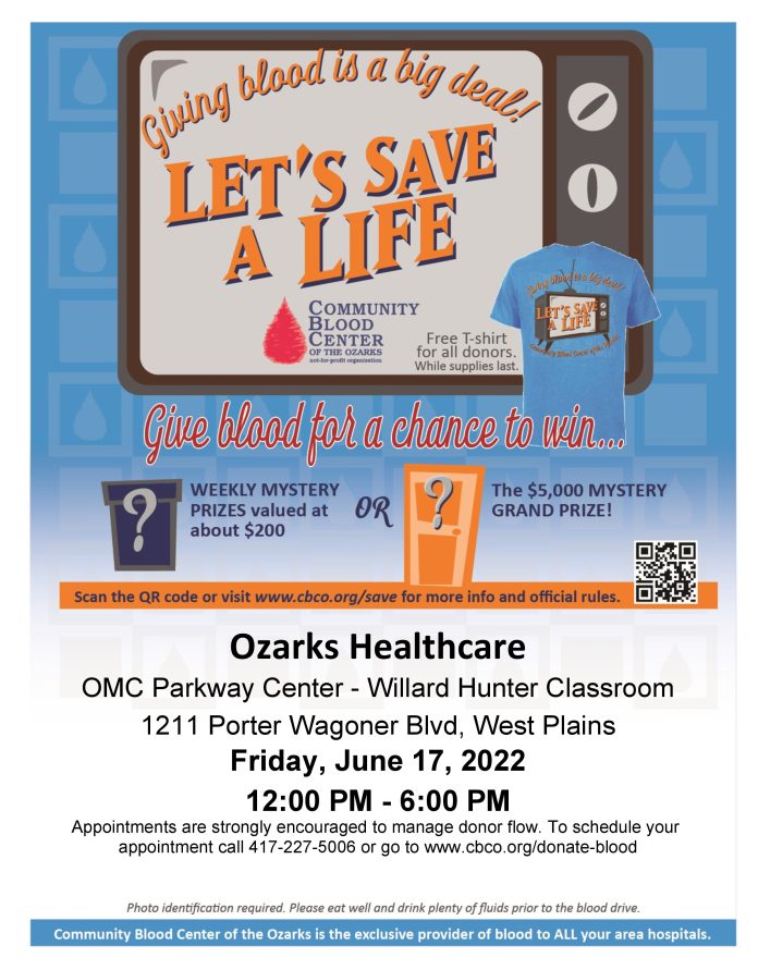 Ozarks Healthcare Blood Drive 6-17-22