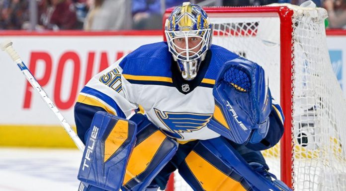 Blues goalie said surgery would not be required to repair the lower-body injury
