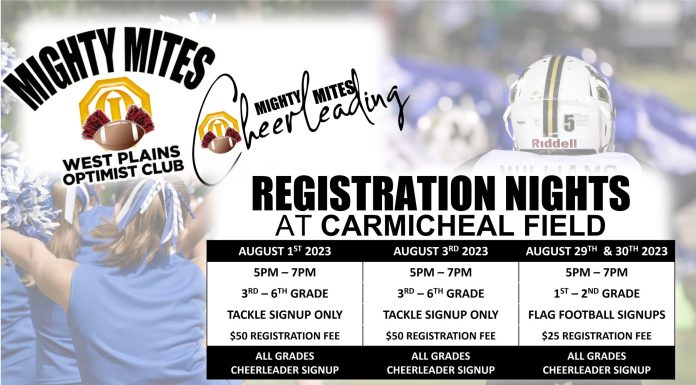 Registration Dates for Mighty Mites Football & Cheerleading start August 1st