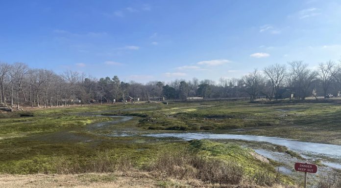 Mammoth Spring Park Spring Lake Drained for Seasonal Cleaning
