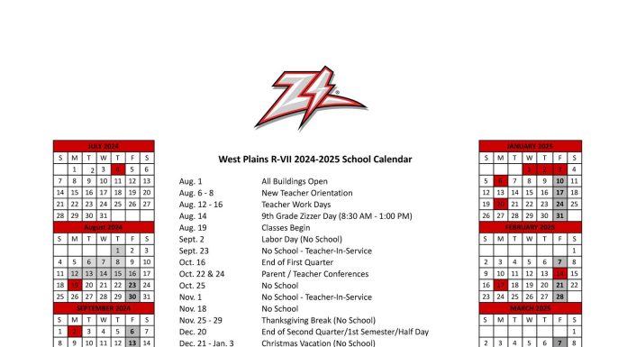 West Plains School Board approves 2024-2025 Calendar during January meeting