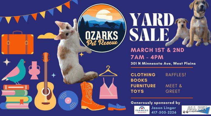 West Plains Yard Sale to Benefit Ozarks Pet Rescue – Donations & Volunteers Needed!