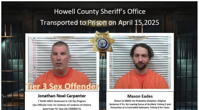 Howell County Sherriff’s Office Transports Two Inmates to Fulton