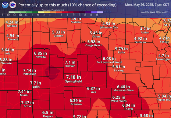 Memorial Day Weekend Washout Likely; Possible 6-7 Inches of Rain