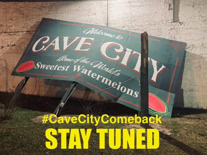 CAVE CITY sign