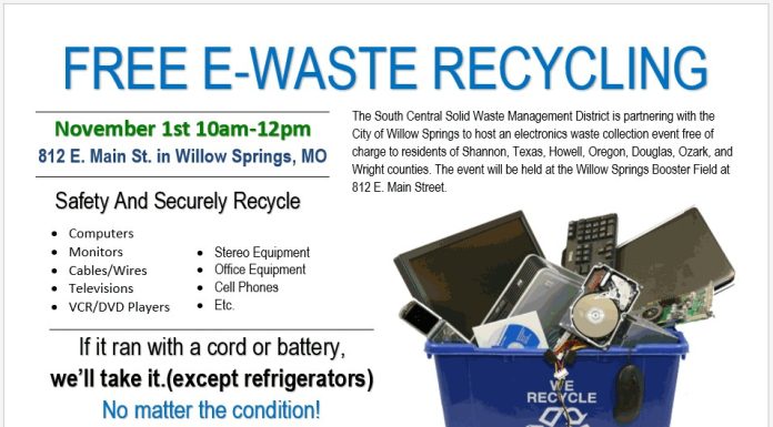 E-Waste Recycling Event Taking Place November 1st in Willow Springs