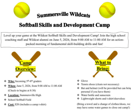 Summersville Wildcat Softball Skills & Development Camp Set for Friday June 5th