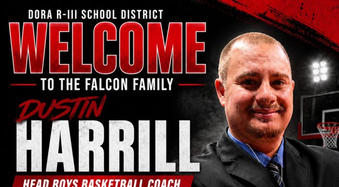Dora hires Dustin Harrill as the new Head Boys Basketball Coach for the Dora Falcons.