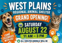 West Plains Reigonal Animal Shelter Grand Opening, Set for Saturday, August 22nd