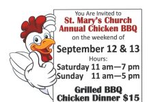 St. Mary’s Holding Annual Chicken BBQ Fundraiser Next Weekend
