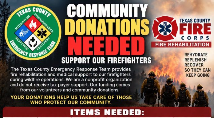 Texas County Fire ERT isAsking the Public to Help Provide Much Needed Items