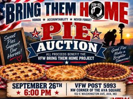 Pie Auction Supports VFW “Bring Them Home” Project Tomorrow