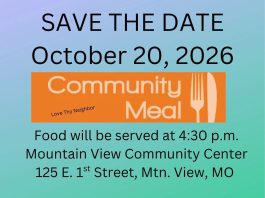 Monthly Community Meal Tuesday in Mountain View Missouri