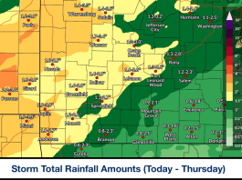 Storm System Moves South, Higher Rain Volume Forecast for Today, Tomorrow